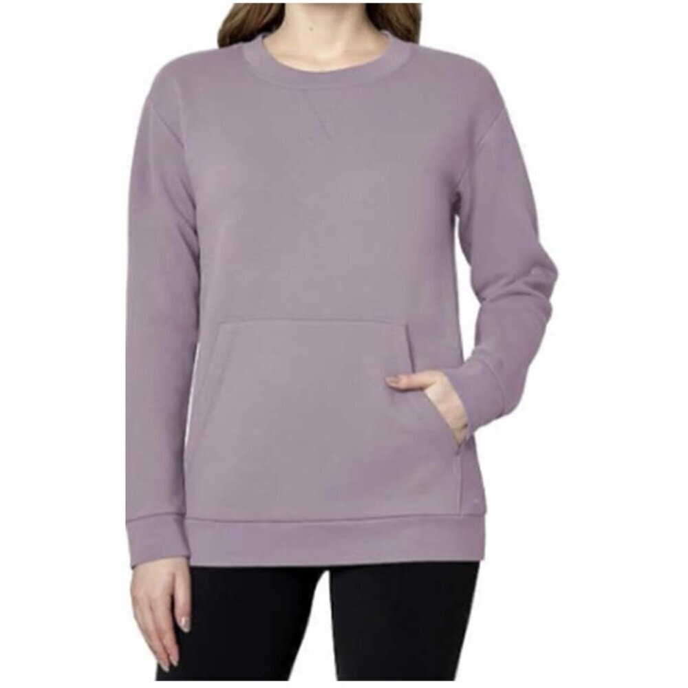 Mondetta New Knit Fleece Relaxed Crewneck Pullover Purple Sweatshirt